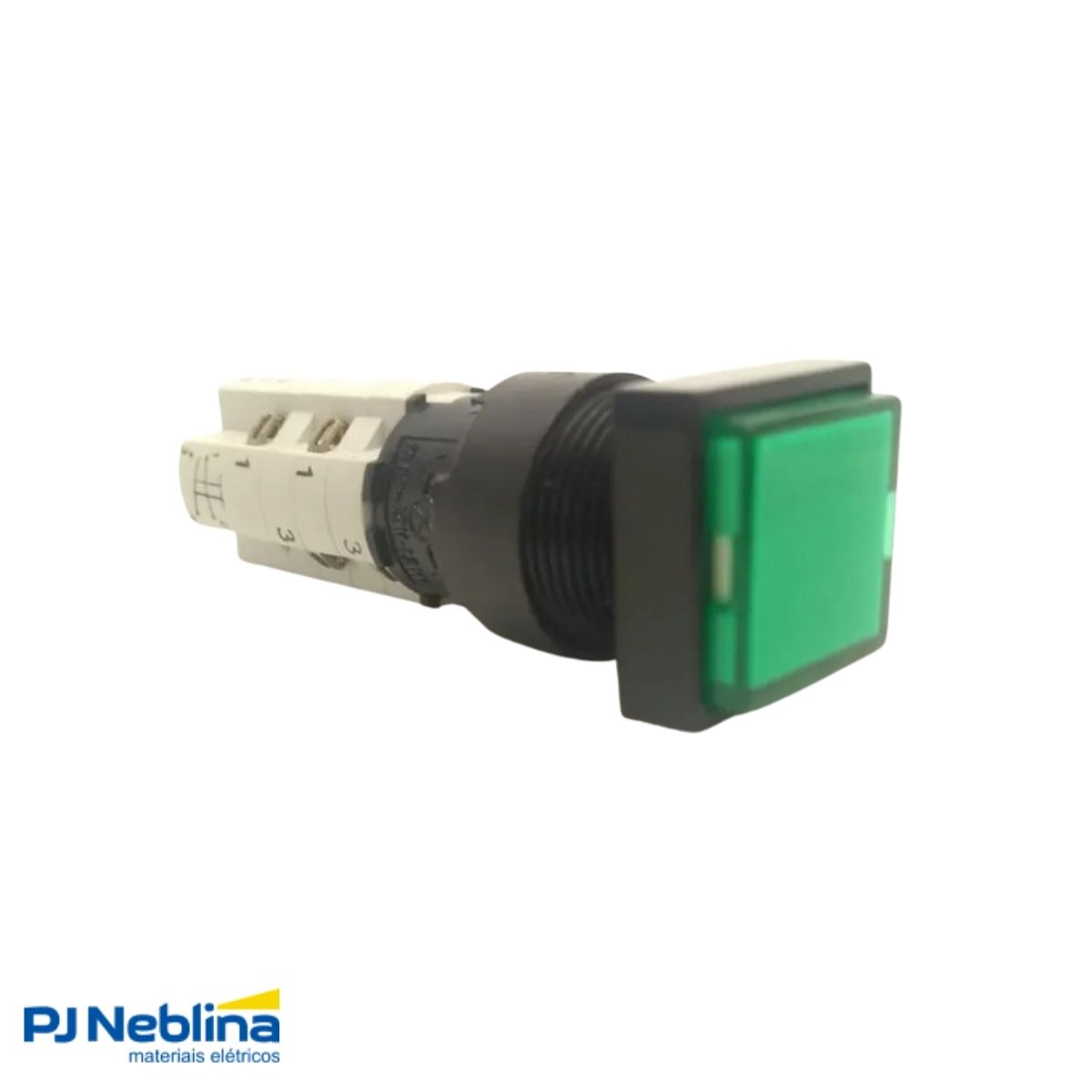 Botão Comando Pulsador Saliente Iluminado Quadrado 16Mm Plástico Verde 2Na+2Nf C/Retenção - Ace Schmersal