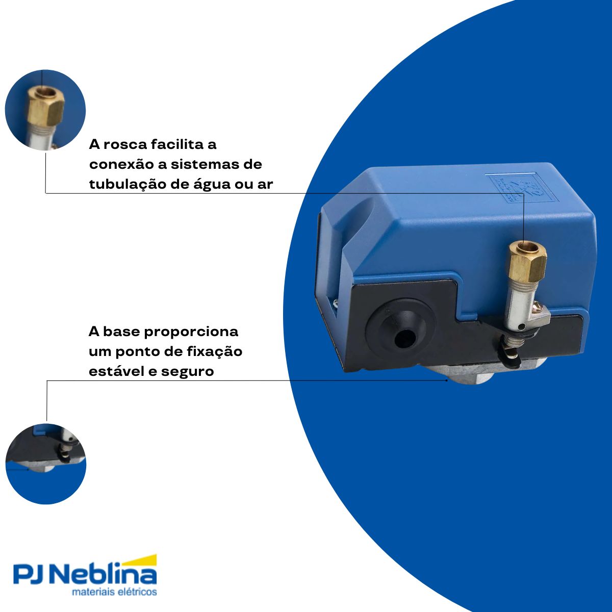 Pressostato Automático 125/175Psi Monofásico 1 Via 2Cv 125V 1/4 Npt Azul - Margirius