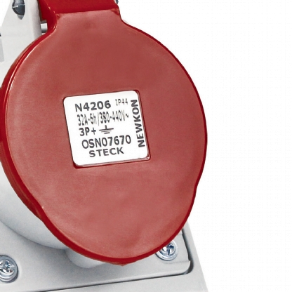Tomada Industrial Fêmea Sobrepor 3P+T 32A 380/440V 6H Vermelho Newkon N4206 - Steck