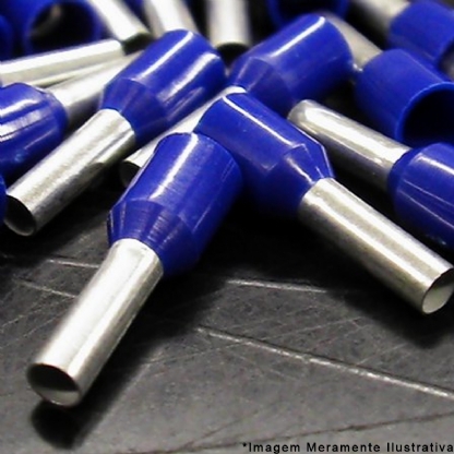 Terminal Tubular Ilhos 2,50mm Pré-Isolado Azul 100 Unidades - Magnet