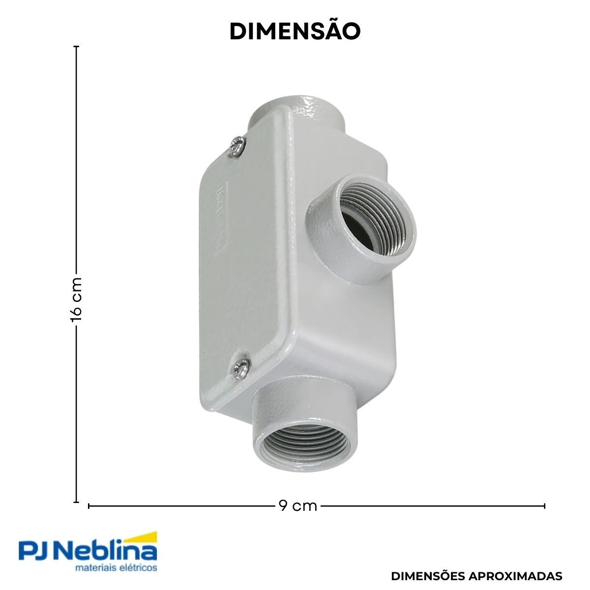 Condulete Alumínio Fixo Tipo Lr 2Pol C/Rosca Npt C/Pintura Cz C/Tampa C/Vedação Tgvp (Ip54) - Wetzel