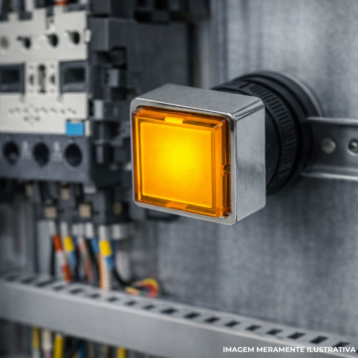 Botão Comando Pulsador Saliente Iluminado Quadrado 22 mm Plástico Amarelo - Ace Schmersal