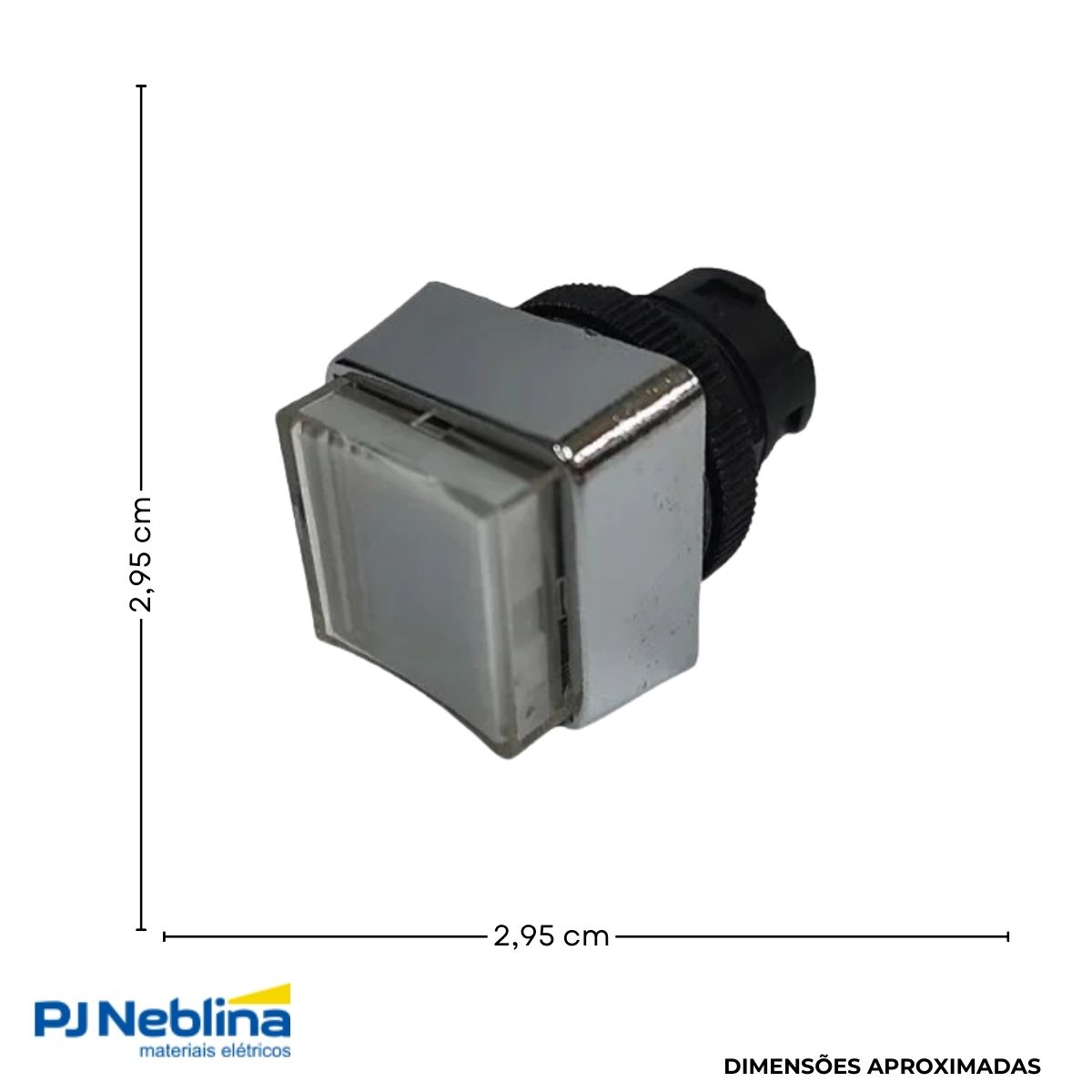 Botão Comando Pulsador Saliente Iluminado Quadrado 22 mm Plástico Transparente - Ace Schmersal