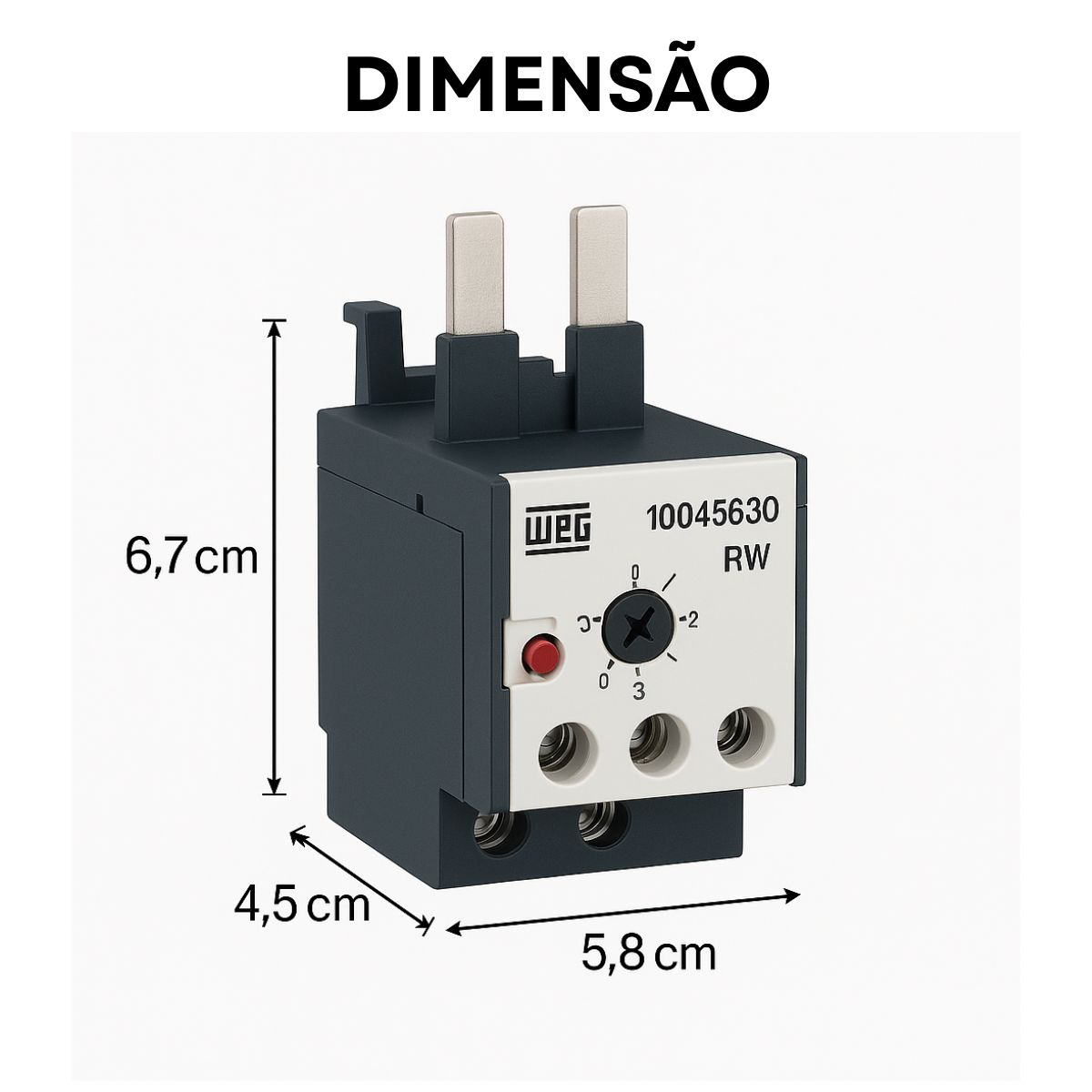 Relé Sobrecarga Térmico 0,28-0,40A 3 Pólos Classe 10 0,3A Ip10/Ip20 25-400Hz Terminal Parafuso Rw Weg