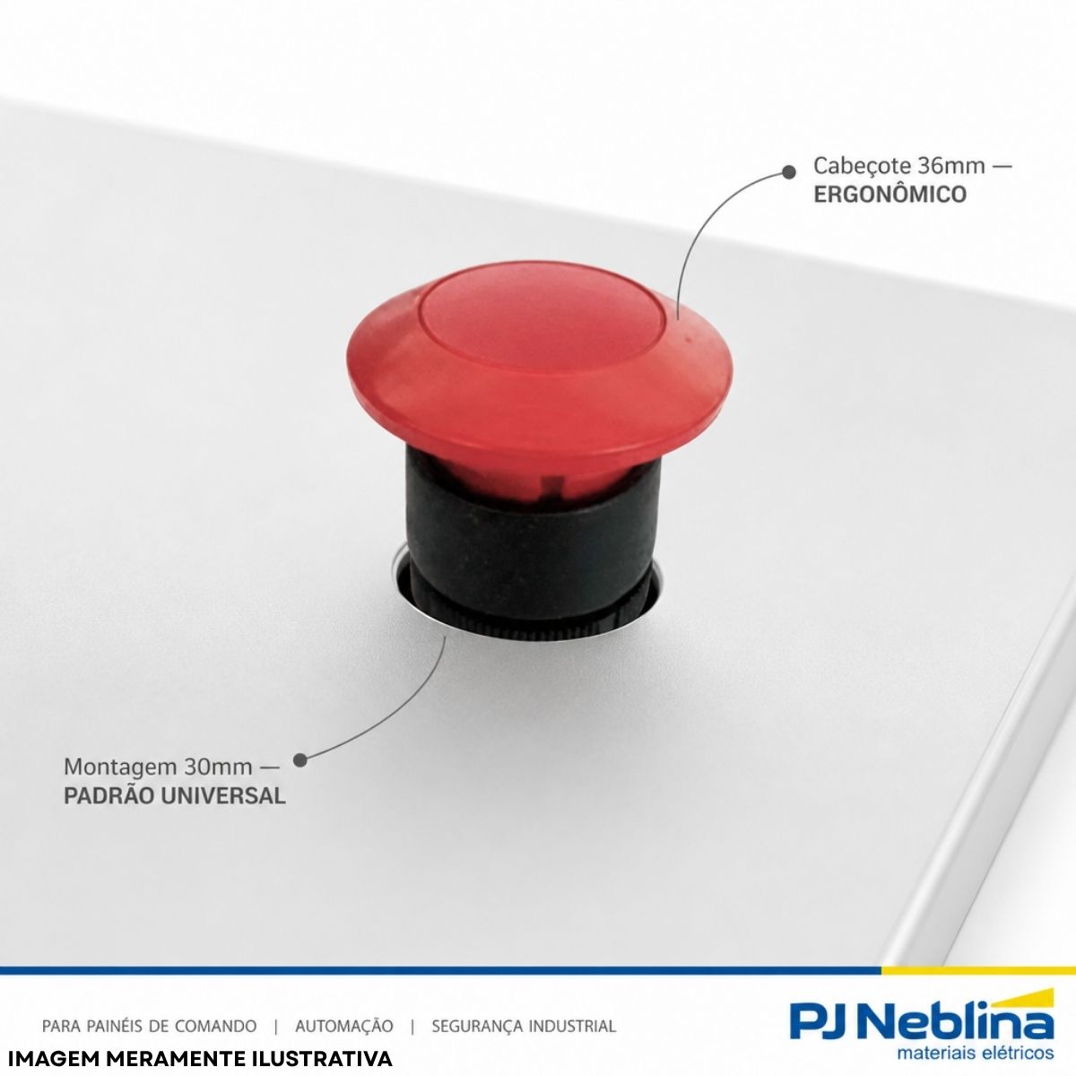 Botão Emergência Cogumelo 36 mm Chave Yale 30 mm Plástico Vermelho - Ace Schmersal