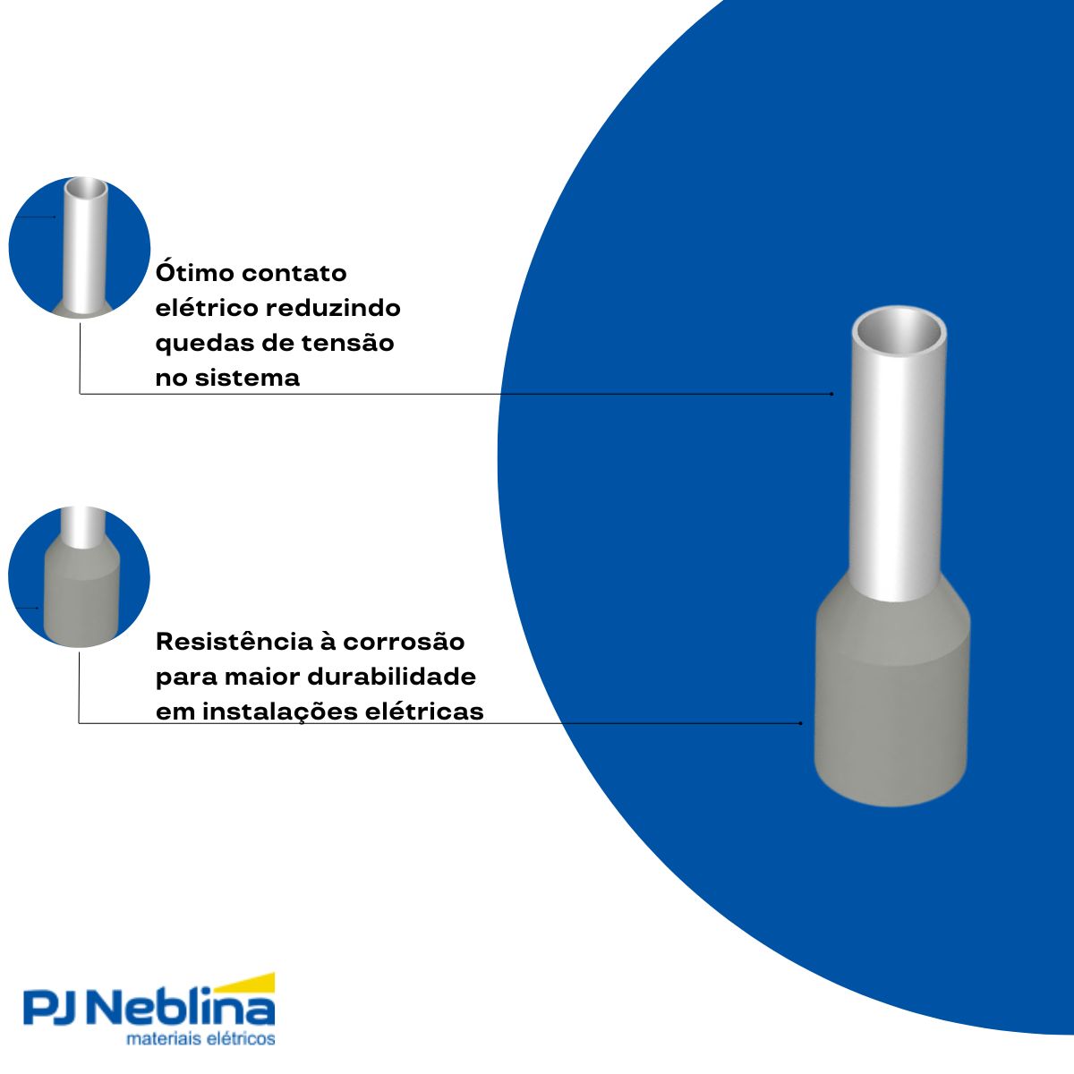 Terminal Tubular (Ilhos) 4,00Mm (12Awg) Pré-Isolado Cinza - Conexel