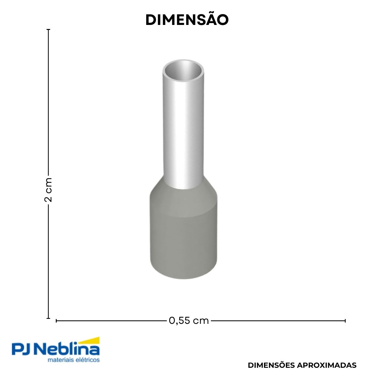 Terminal Tubular (Ilhos) 4,00Mm (12Awg) Pré-Isolado Cinza - Conexel