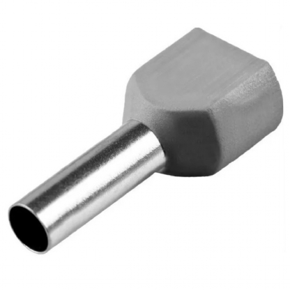 Terminal Tubular Ilhos Duplo 4,00mm Pré-Isolado Cinza 100 Unidades - Conexel