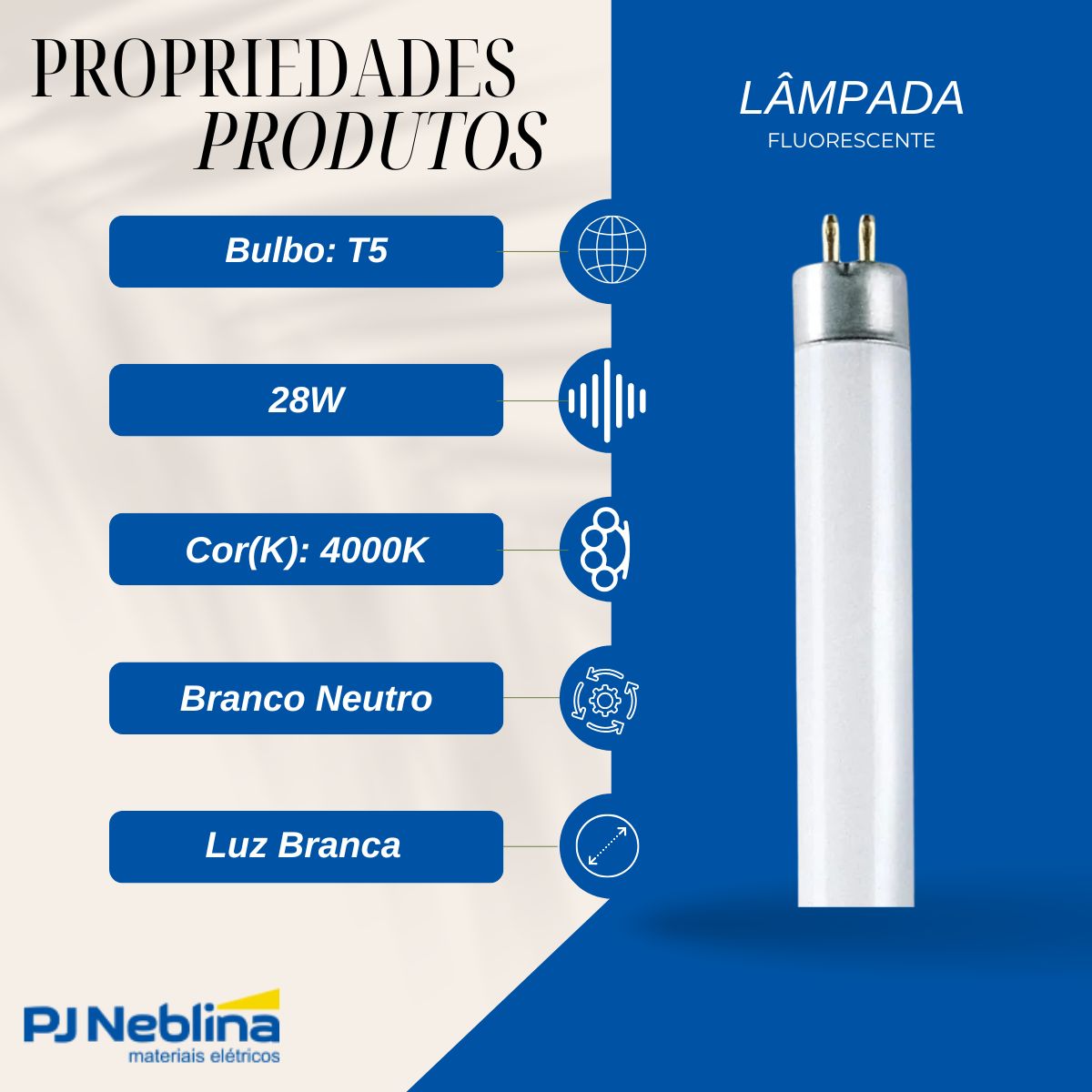 Lâmpada Fluorescente Tubular T5 28W G5 4000K Branco Neutro Luz Branca 1149 mm - Osram