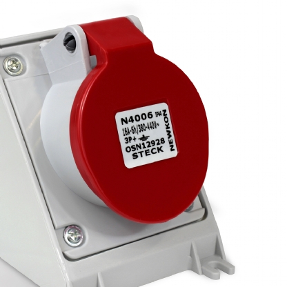 Tomada Industrial Fêmea Sobrepor 3P+T 16A 380/440V 6H Vermelho Newkon N4006 - Steck