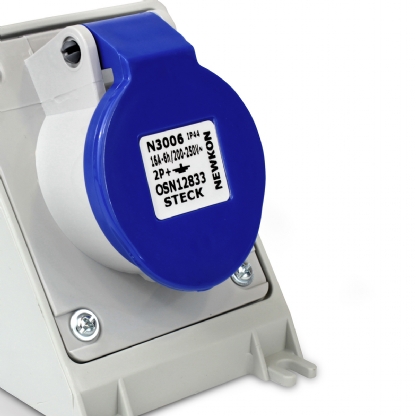 Tomada Industrial Femea Sobrepor  16A 200/250V Az 6H Linha Newkon Ip44 - Steck