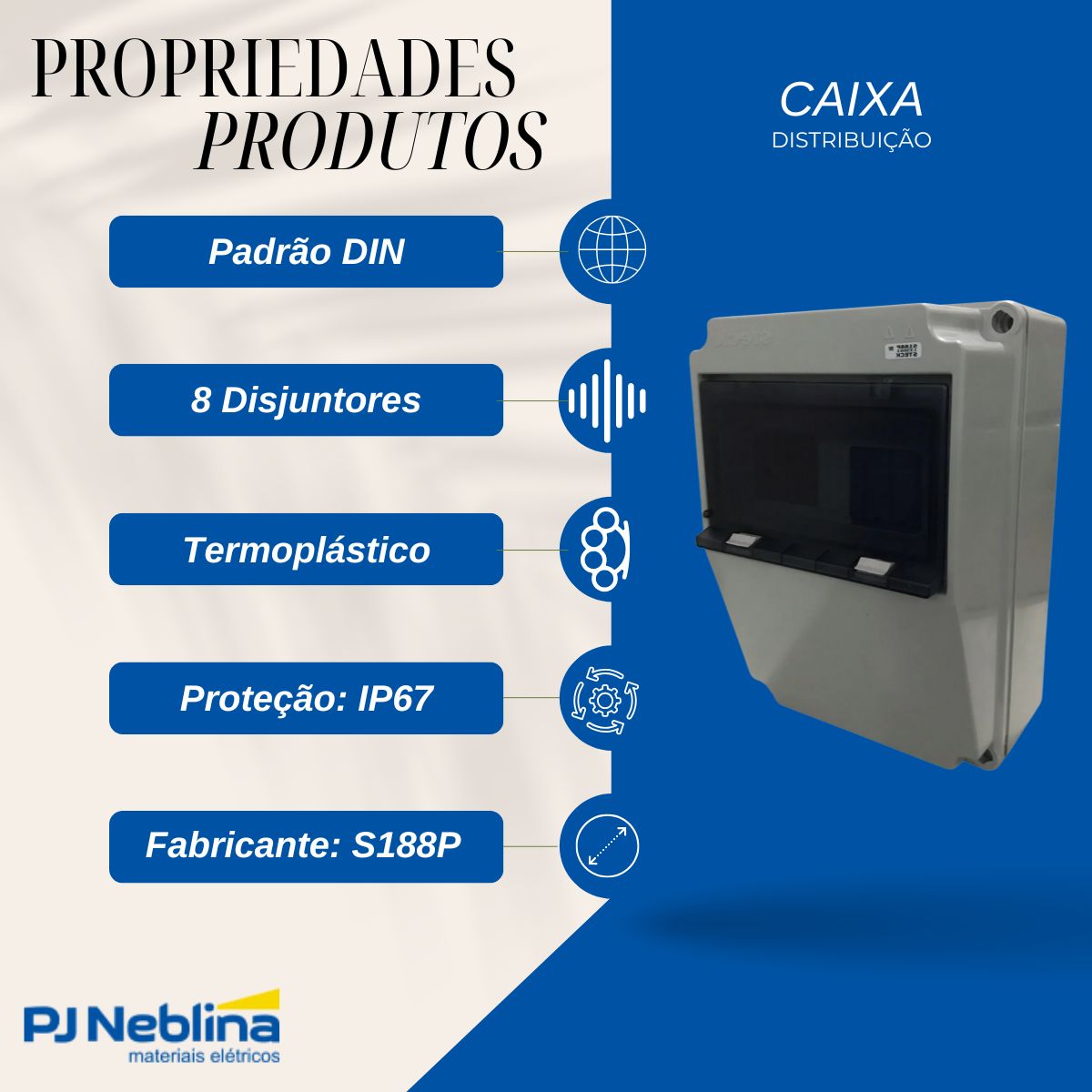 Caixa Distribuição Sobrepor Termoplástico 8 Disjuntor Branco 280X193X144Mm Ip67 - Steck