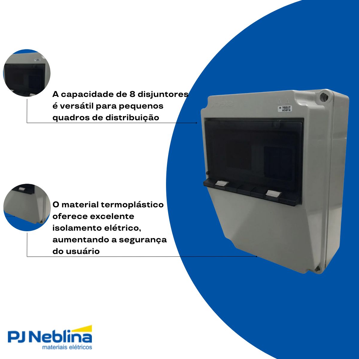 Caixa Distribuição Sobrepor Termoplástico 8 Disjuntor Branco 280X193X144Mm Ip67 - Steck