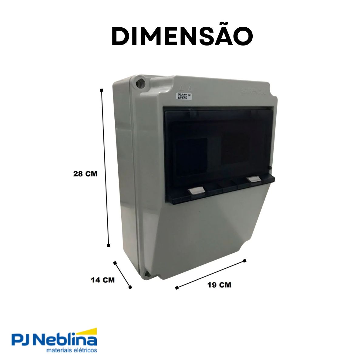 Caixa Distribuição Sobrepor Termoplástico 8 Disjuntor Branco 280X193X144Mm Ip67 - Steck