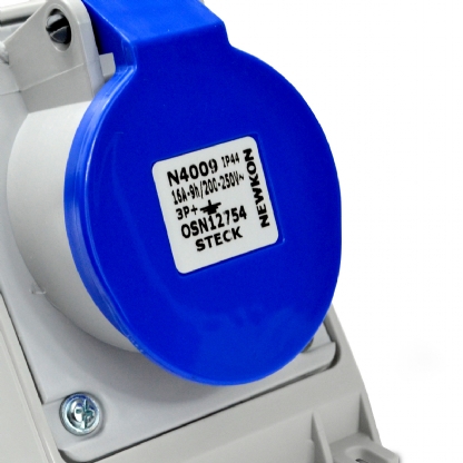 Tomada Industrial Fêmea Sobrepor 3P+T 16A 220/240V 9H Azul Newkon N4009 - Steck