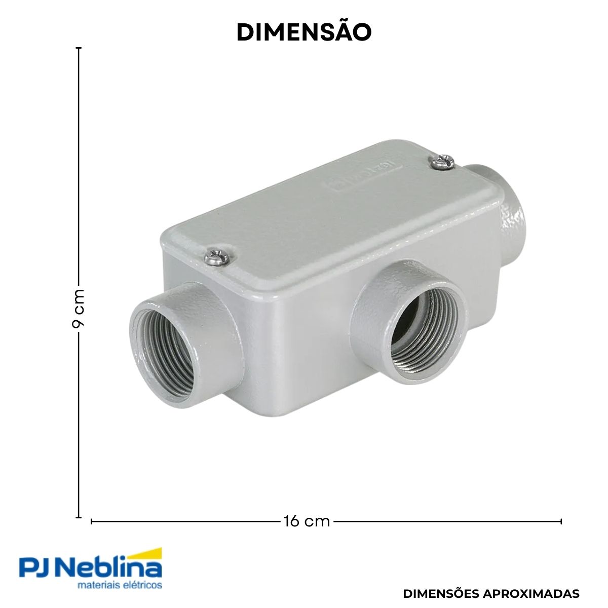 Condulete Alumínio Fixo Tipo C 2Pol C/Rosca Npt C/Pintura Cz C/Tampa C/Vedação Tgvp (Ip54) - Wetzel