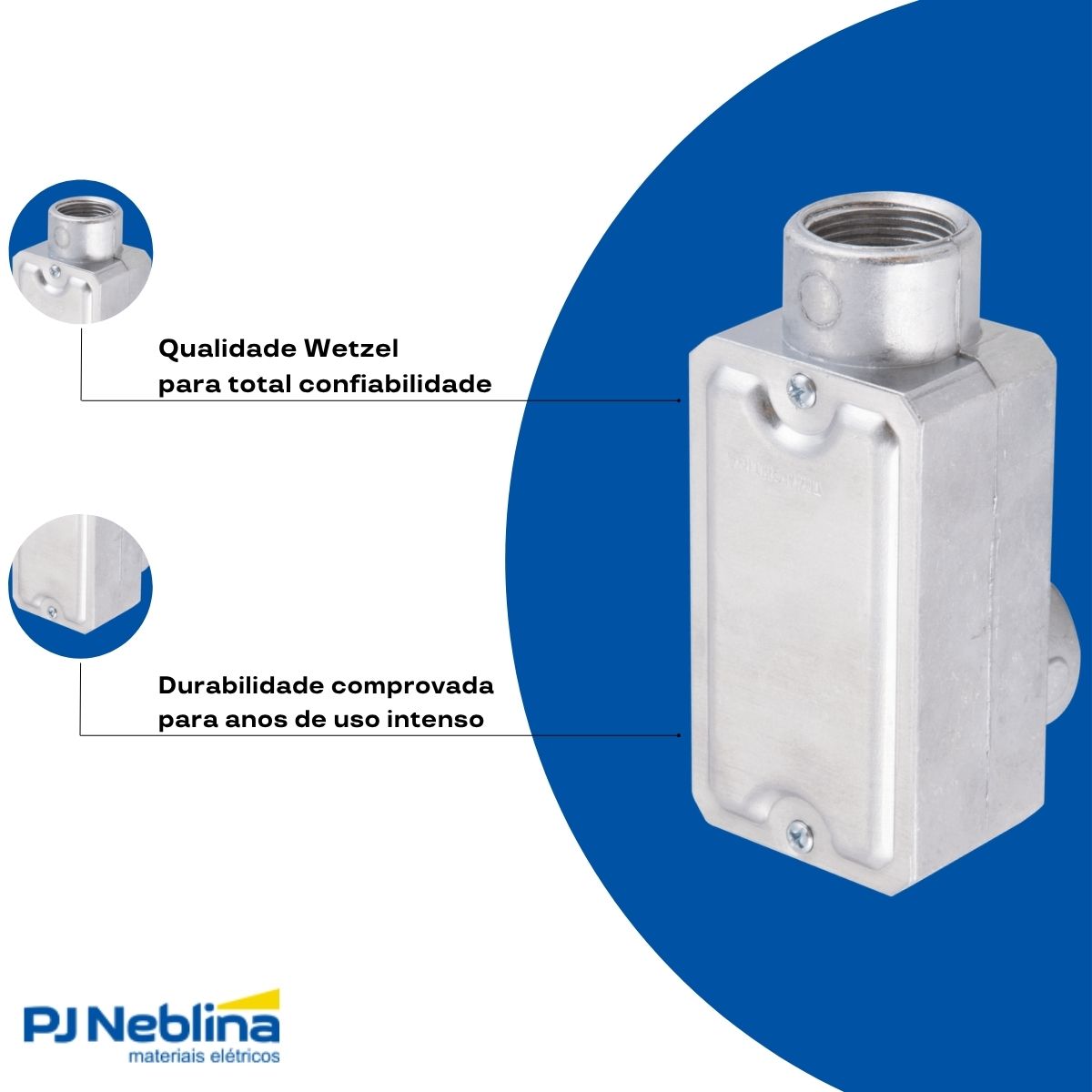 Condulete Alumínio Fixo Tipo Lb 2Pol C/Rosca Npt C/Pintura Cz C/Tampa C/Vedação Tgvp (Ip54) - Wetzel