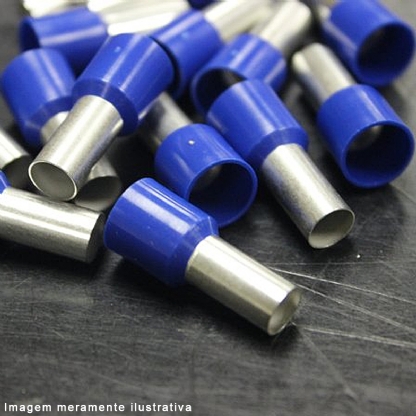 Terminal Tubular Ilhos 16mm Pré-Isolado Azul 100 Unidades - Conexel