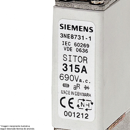 Fusível Nh Sitor Ultra Rap T-00 125A 690Vca 3NE87221 - Siemens