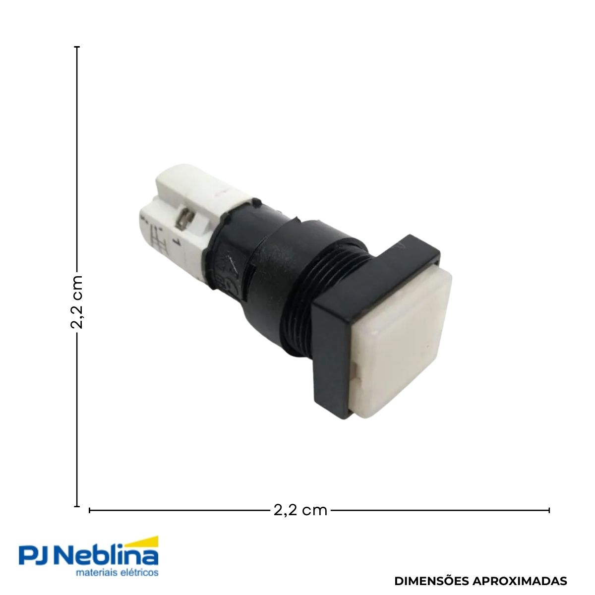 Botão Comando Pulsador Saliente Iluminado Quadrado 16 mm Plástico Branco 1Na+1Nf - Ace Schmersal