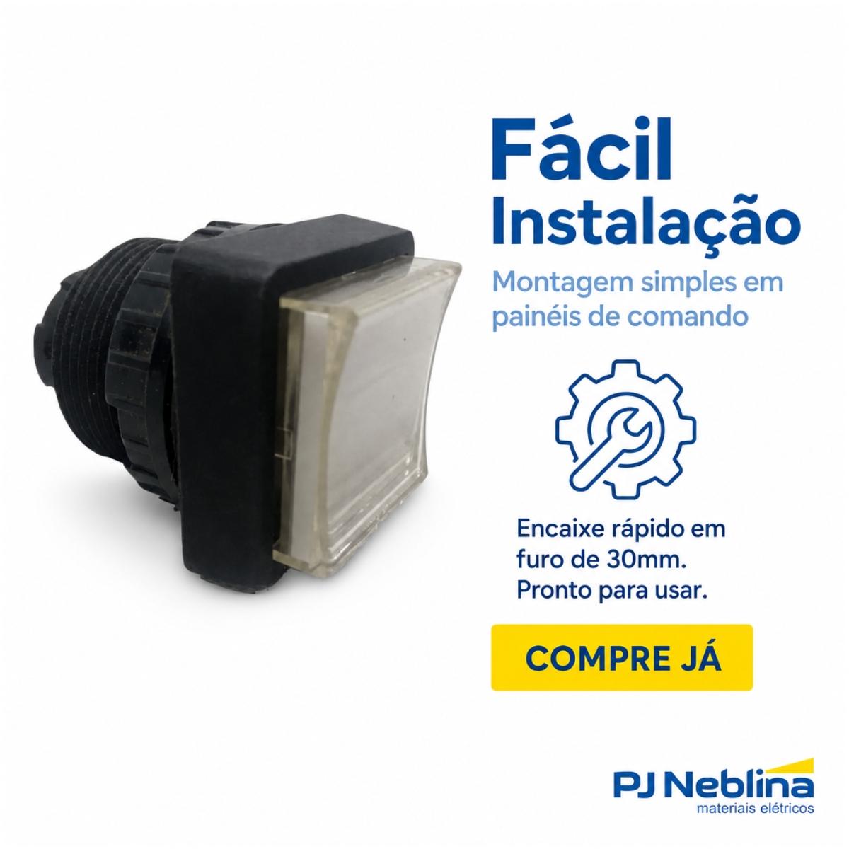 Botão Comando Pulsador Saliente Quadrado 30 mm Plástico Preto - Ace Schmersal