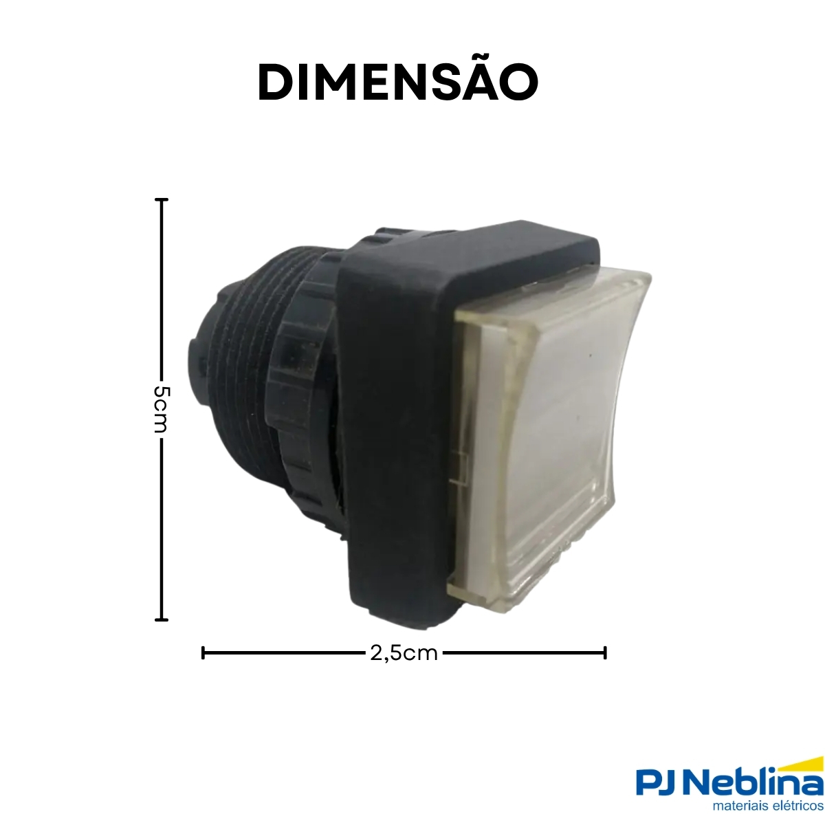 Botão Comando Pulsador Saliente Quadrado 30 mm Plástico Preto - Ace Schmersal