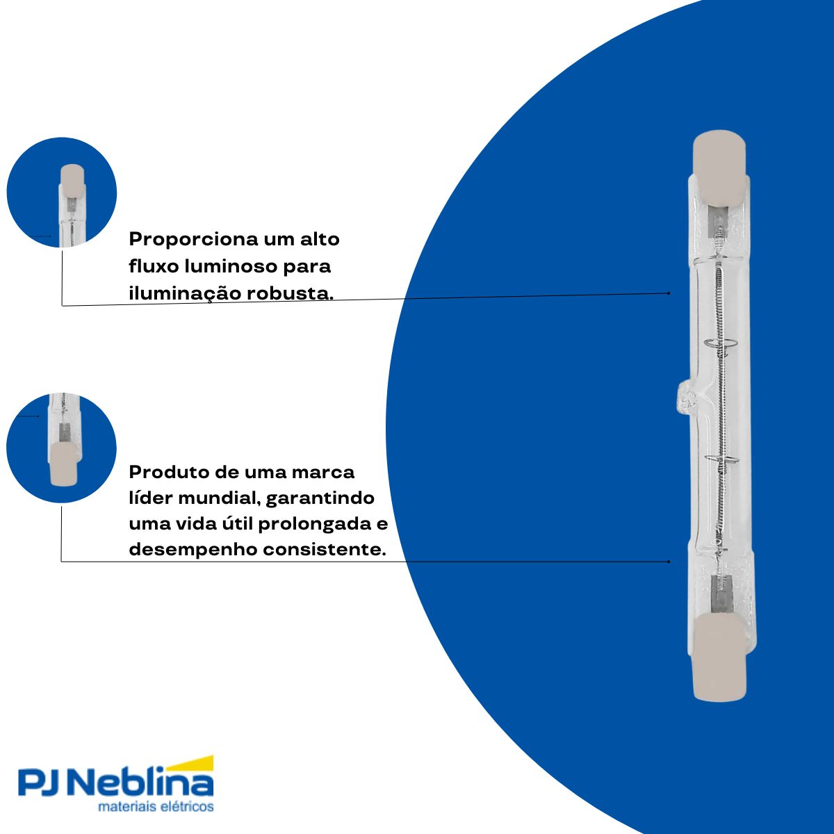 Lâmpada Halogena Palito 100W 230V R7S Luz Amarela 78Mm - Philips