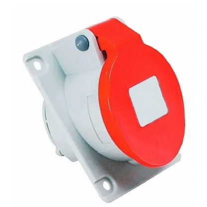 Tomada Industrial Fêmea Embutir 3P+T 16A 380/440V 6H Vermelho Newkon N4046 - Steck