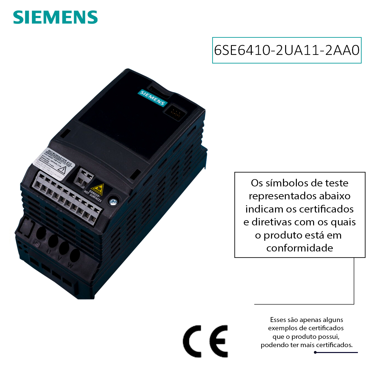 Inversor Frequência Monofásico 110-120V 47/63Hz 0,9A 0,12Kw 6SE64102UA112AA0 - Siemens