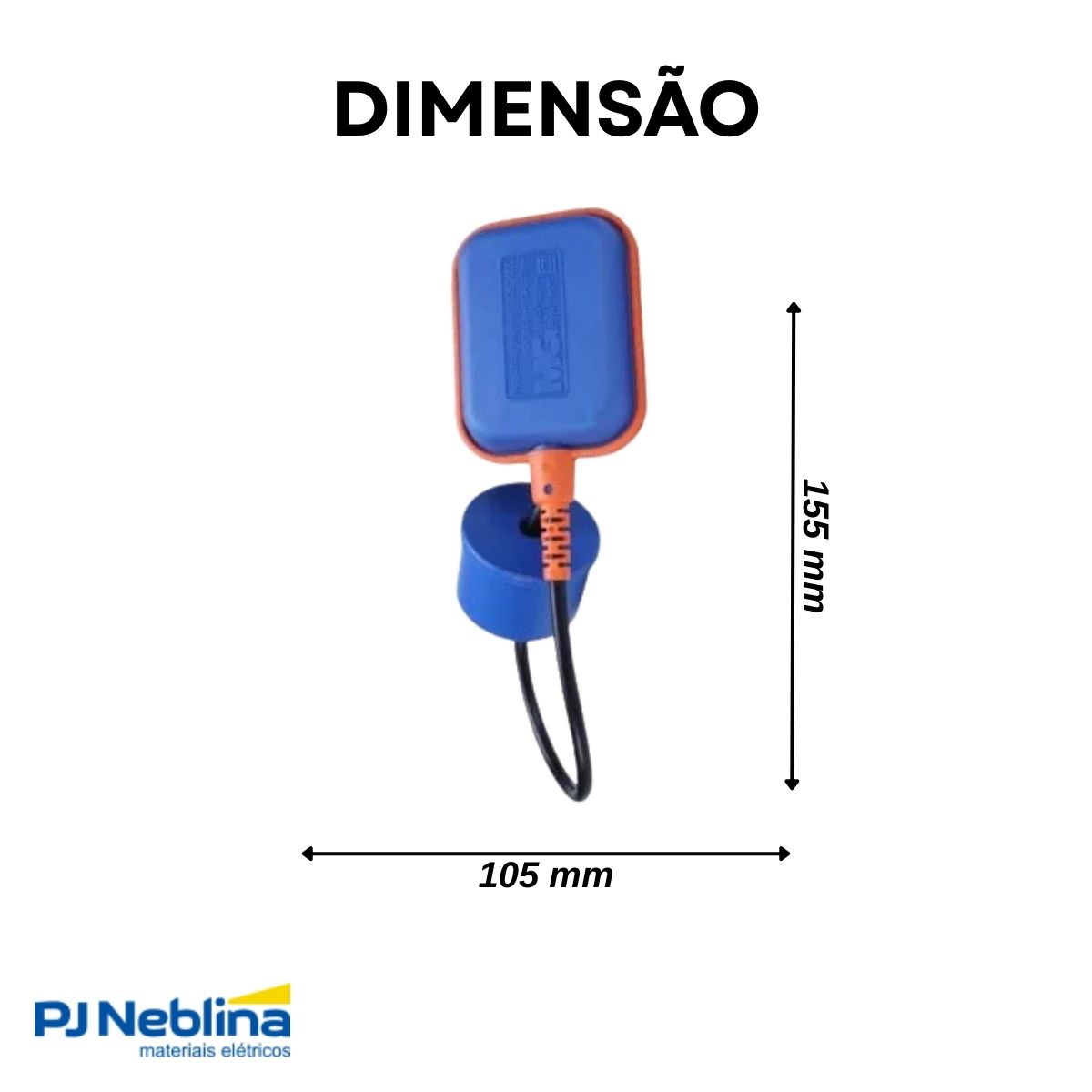 Chave Nível Boia Azul Inferior/Superior 1 Reversível 15A Cabo 5 Metros 220V - Margirius
