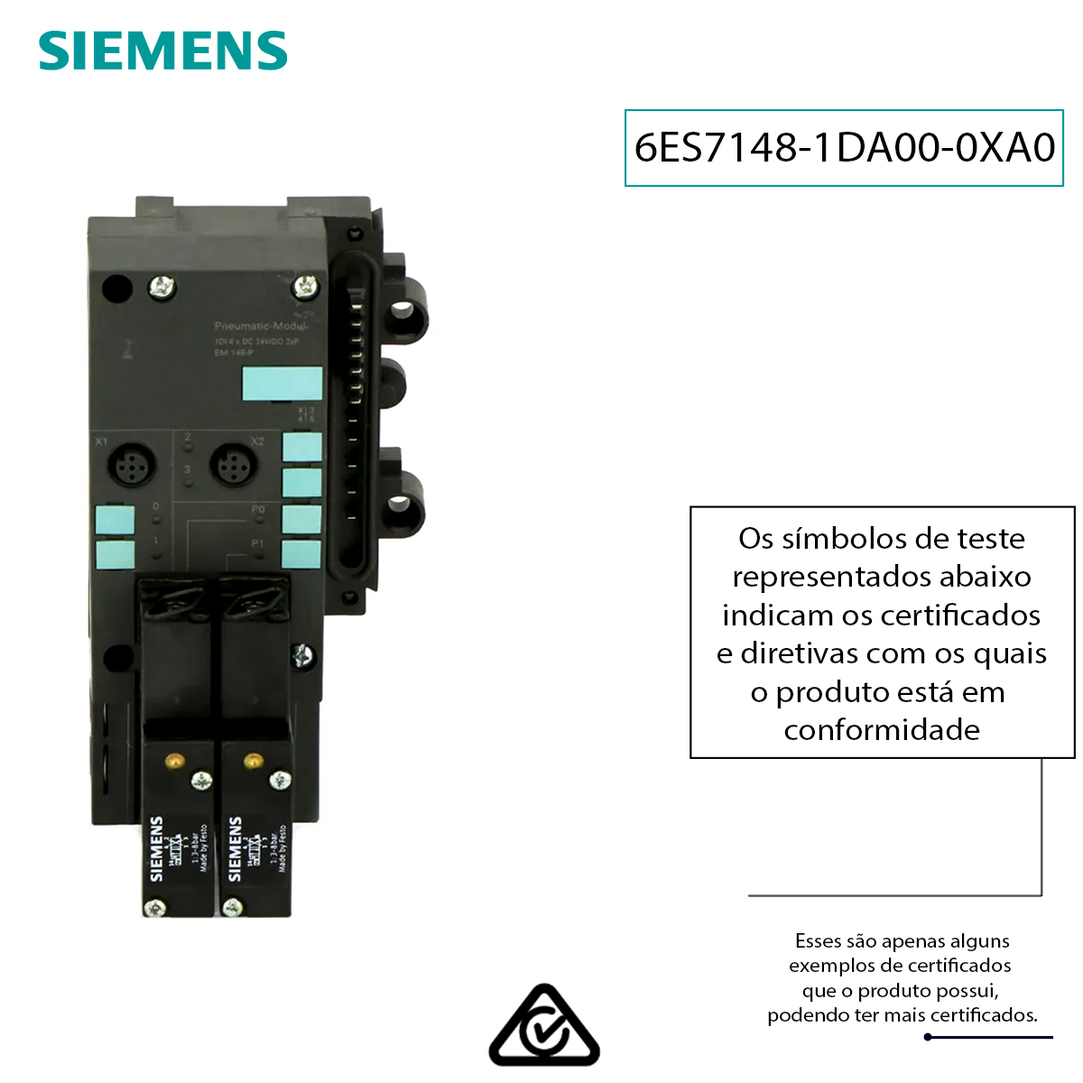 Modulo Expansão Clp Entrada/Saida Digital 4Ed/2Sd Em 148-P Simatic Dp Et 200X 2 Canais (M12) Saida Pneumatica 6ES71481DA000XA0 Siemens