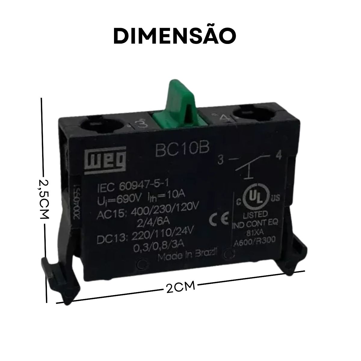 Bloco Contato Auxiliar 1Na Para Botão Comando Csw - Weg