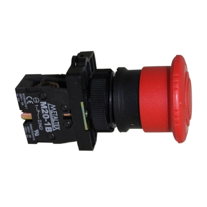 Botão De Emergência Cogumelo Plástico 1Nf Com Trava 22mm 40mm Vermelho - Metaltex