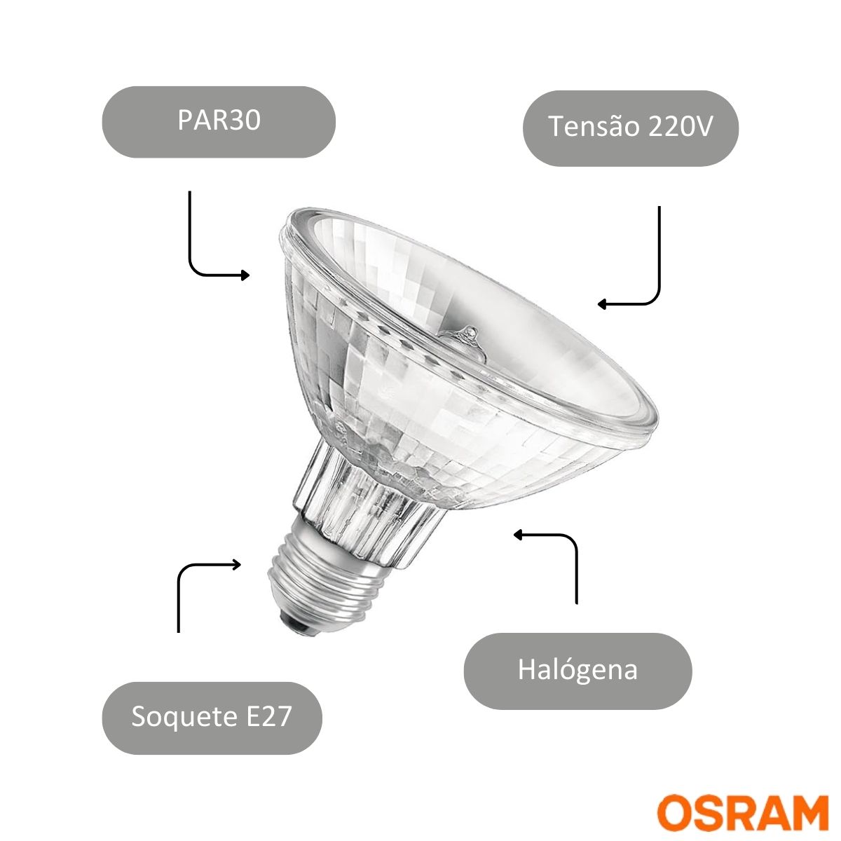 Lâmpada Halógena Par30 75W 220V E27 Luz Amarela 30G Dimerizável 7010560 Osram/Ledvance