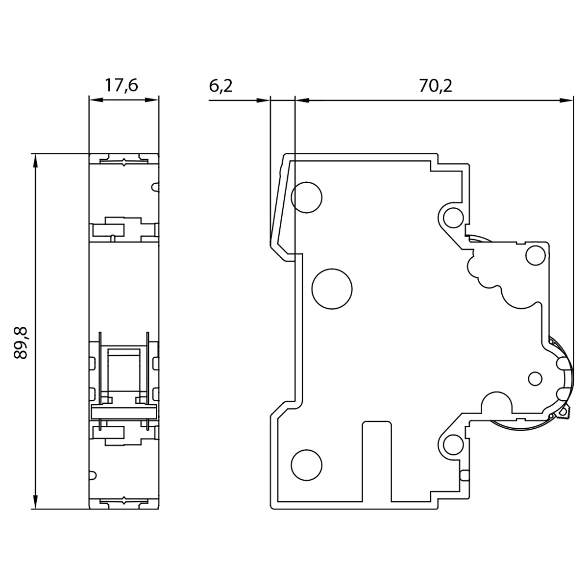 Disjuntor Mini Din Unipolar 10A Termomagnético Curva C 25Ka 220/380V 5SY71107 Siemens