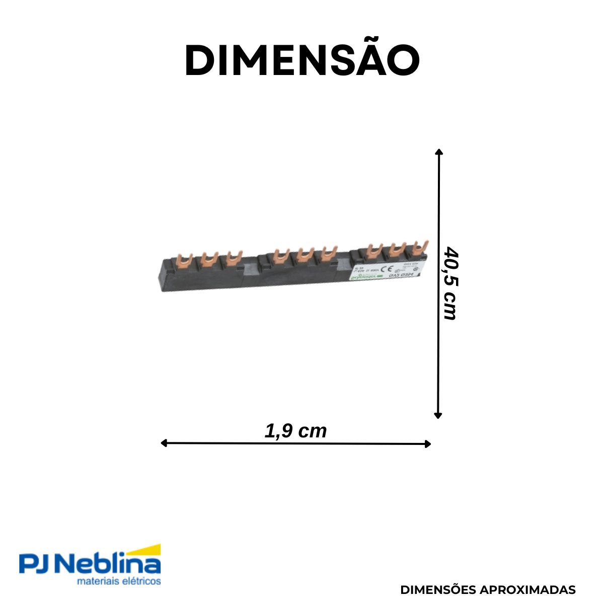 Barramento Elétrico Trifásico 9 Polos (Garfo) Preto 63A Gv2 - Schneider