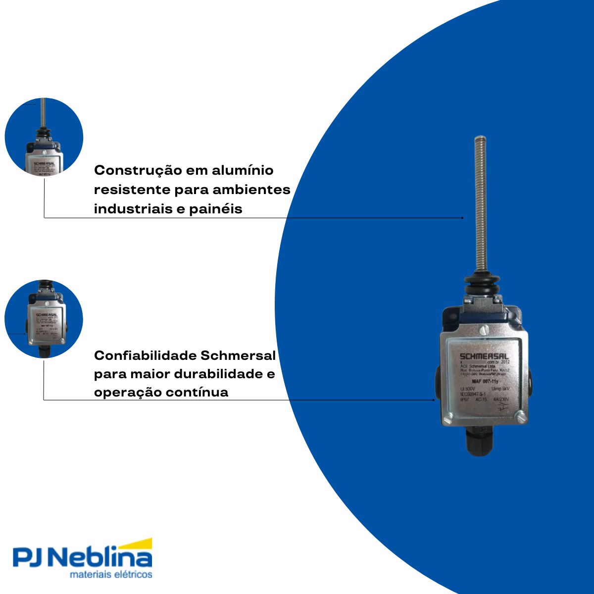 Chave Fim De Curso Haste Mola Flexível 4A 1Na+1Nf Ip40 - Ace Schmersal