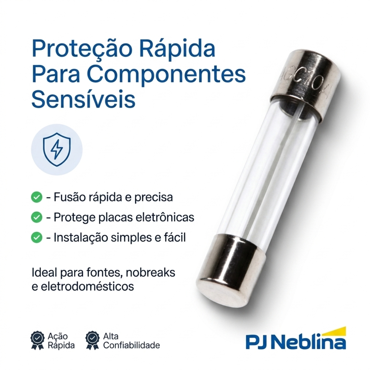 Fusível Vidro Rápido Amarelo 0,5A (500Ma) 250V 5X20Mm - Conexel