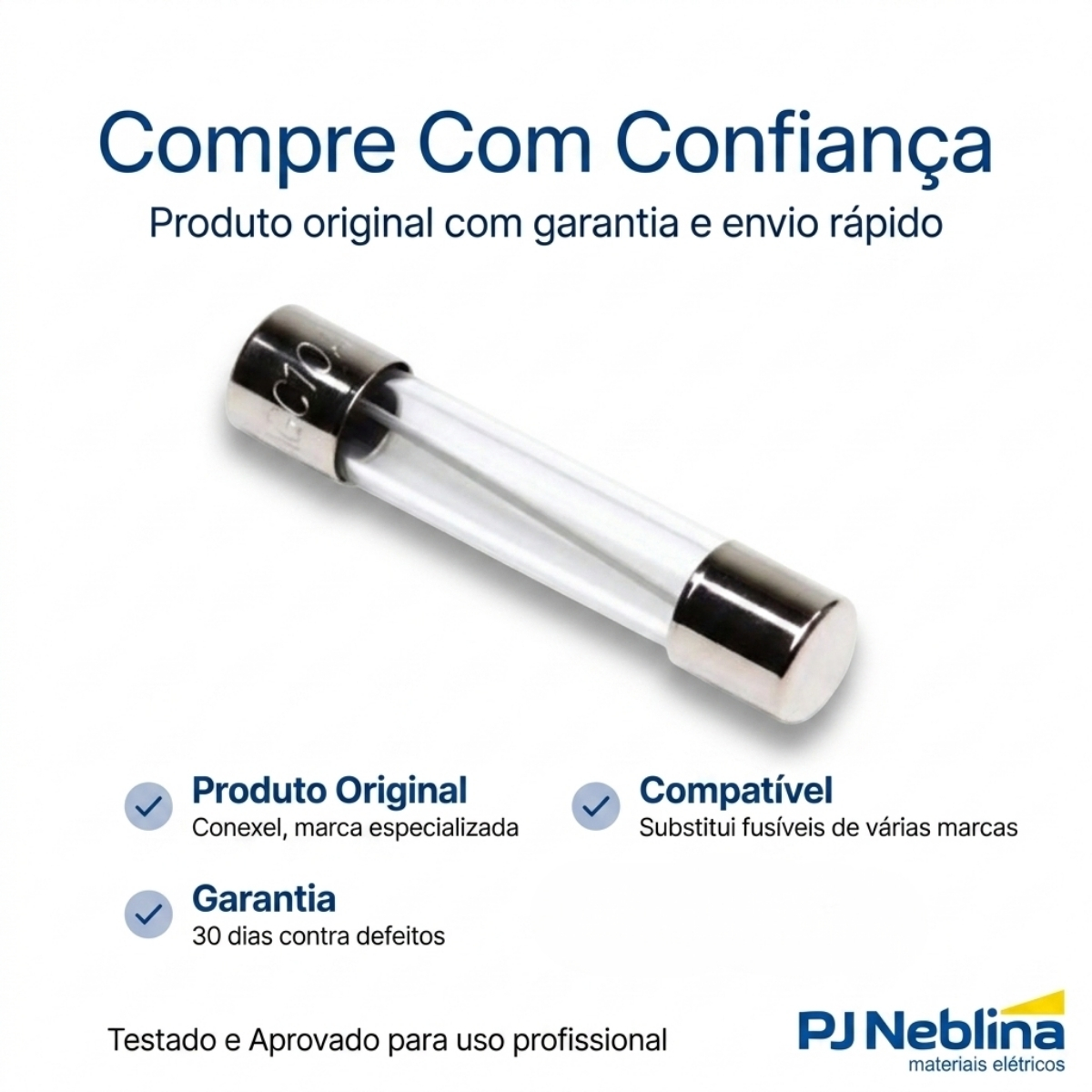 Fusível Vidro Rápido Amarelo 0,5A (500Ma) 250V 5X20Mm - Conexel