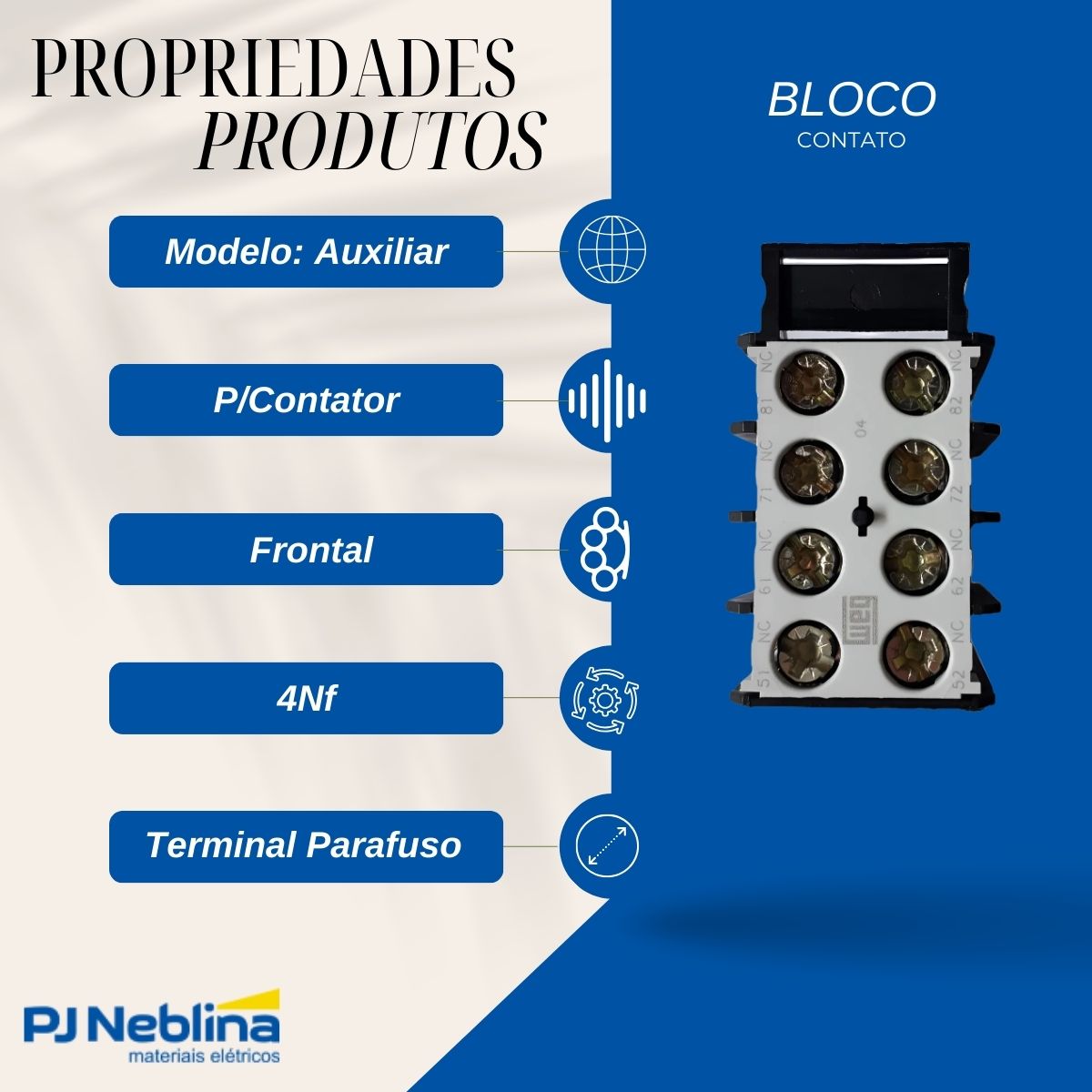Bloco Contato Auxiliar P/Contator Frontal 4Nf - Weg