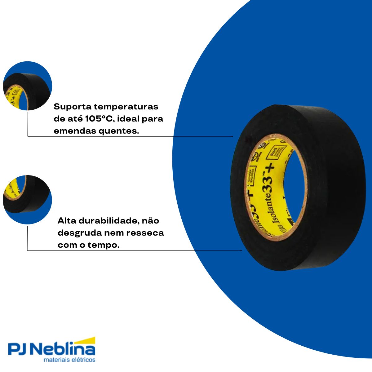 Fita Isolante 19Mmx10M Preto Scotch 33+ -3M Do Brasil