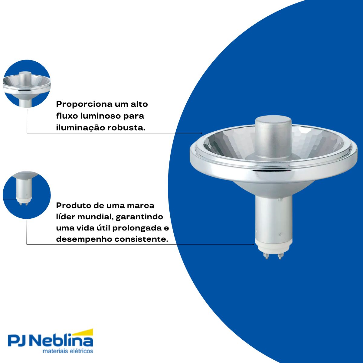 Lâmpada Vapor Metálico Ar111 35W Gx8.5 3000K Branco Quente 24G - Philips