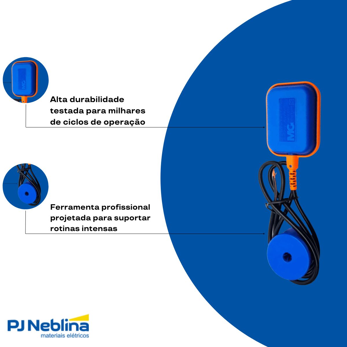 Chave Nível Boia Az Inferior/Superior 1 Rev 15A Cabo 10 m - Margirius