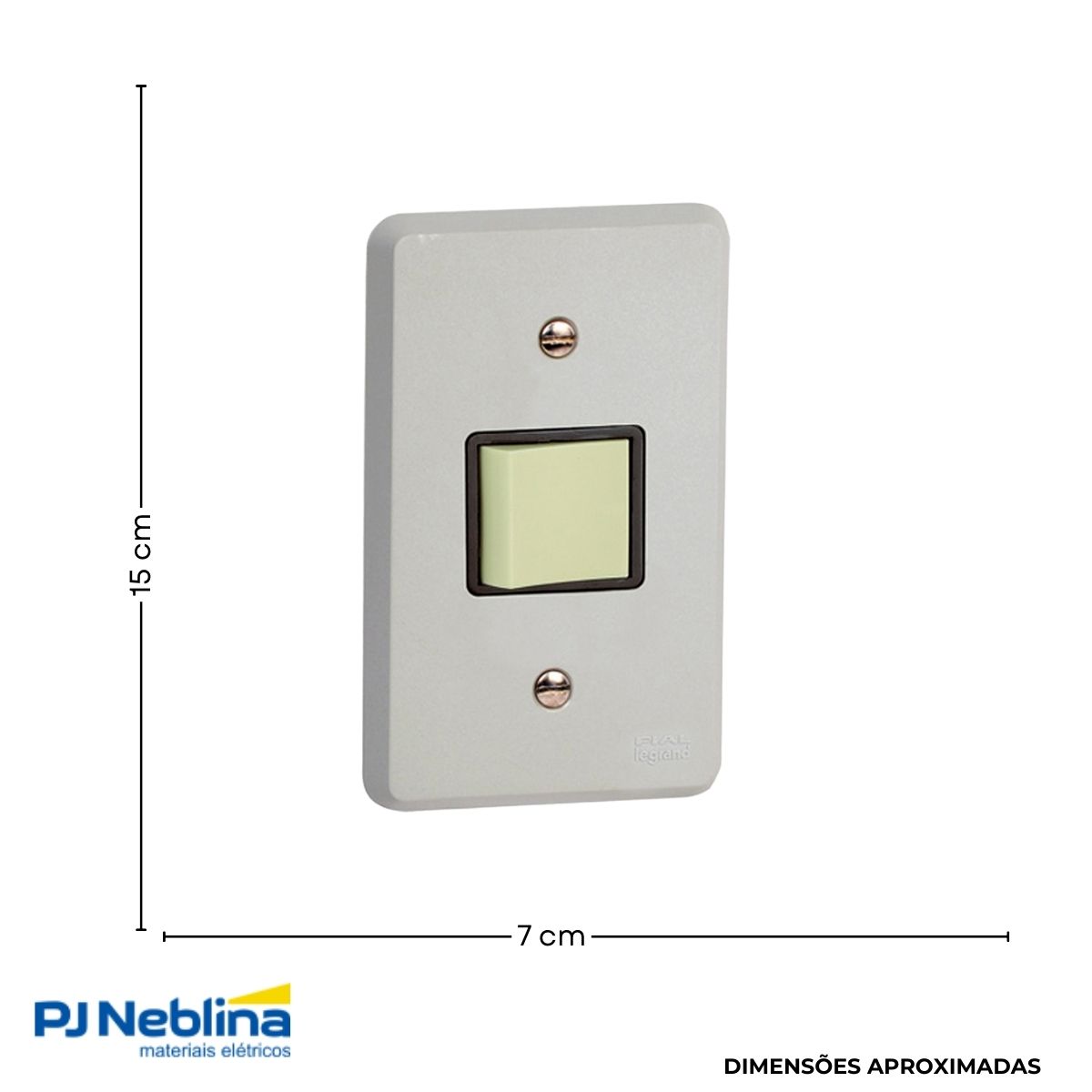 Conjunto 1 Interruptor Bipolar Simples 25A 250V C/Placa 4X2 Cinza Silentoque - Pial