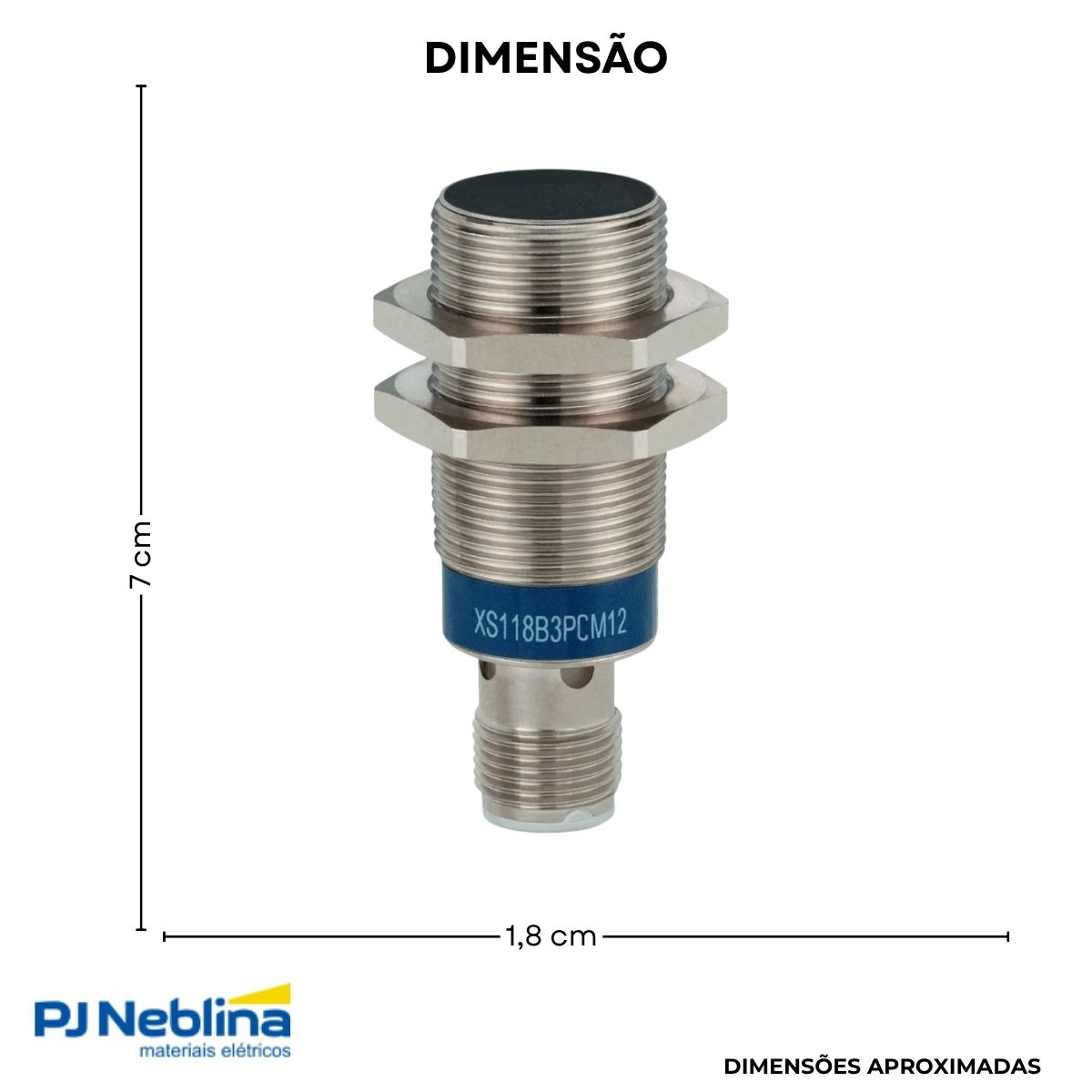 Sensor Indutivo Cilíndrico Roscado Sn=8Mm M18X1,00Mm Metálico 3 Fios 12-48Vcc Conector M12 4 Pinos Pnp 1Na 1 Led - Telemecanique