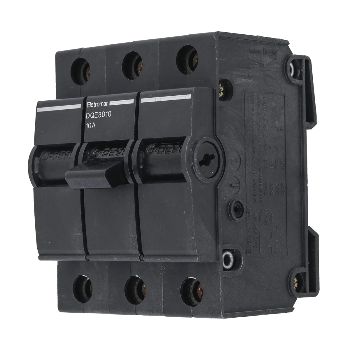 Disjuntor Mini Nema Tripolar 10A 5Ka 220V DQE3010 - Eletromar