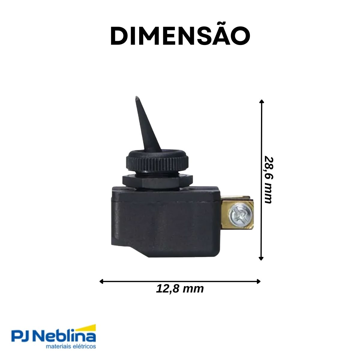 Chave Interruptor Alavanca Poliamida Unipolar Liga/Desliga 6/3A 120/250V Preto Standard Terminal Parafuso - Margirius