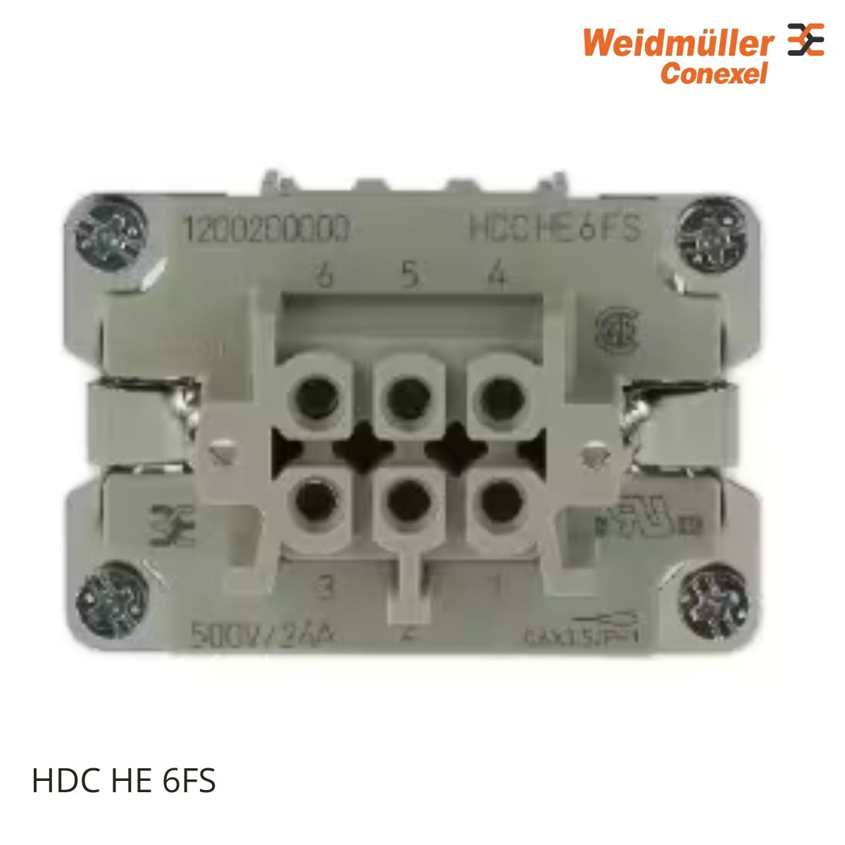 Porta Contato Tomada Multipolar Fêmea 6P 24A 500V Policarbonato Bege Série He - Conexel