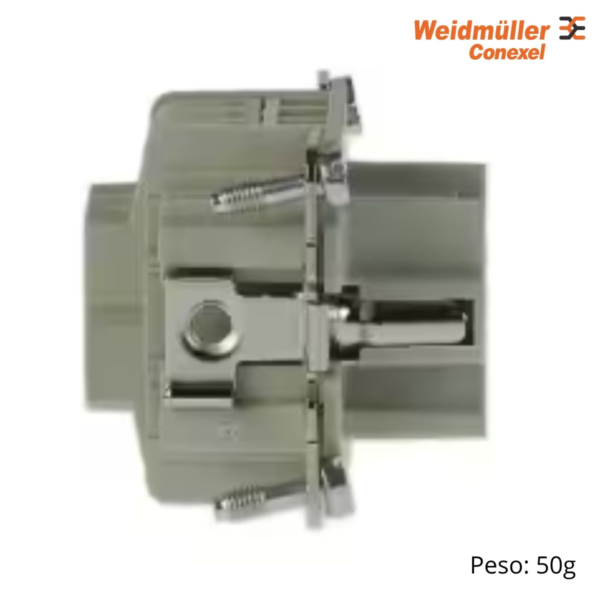 Porta Contato Tomada Multipolar Fêmea 6P 24A 500V Policarbonato Bege Série He - Conexel