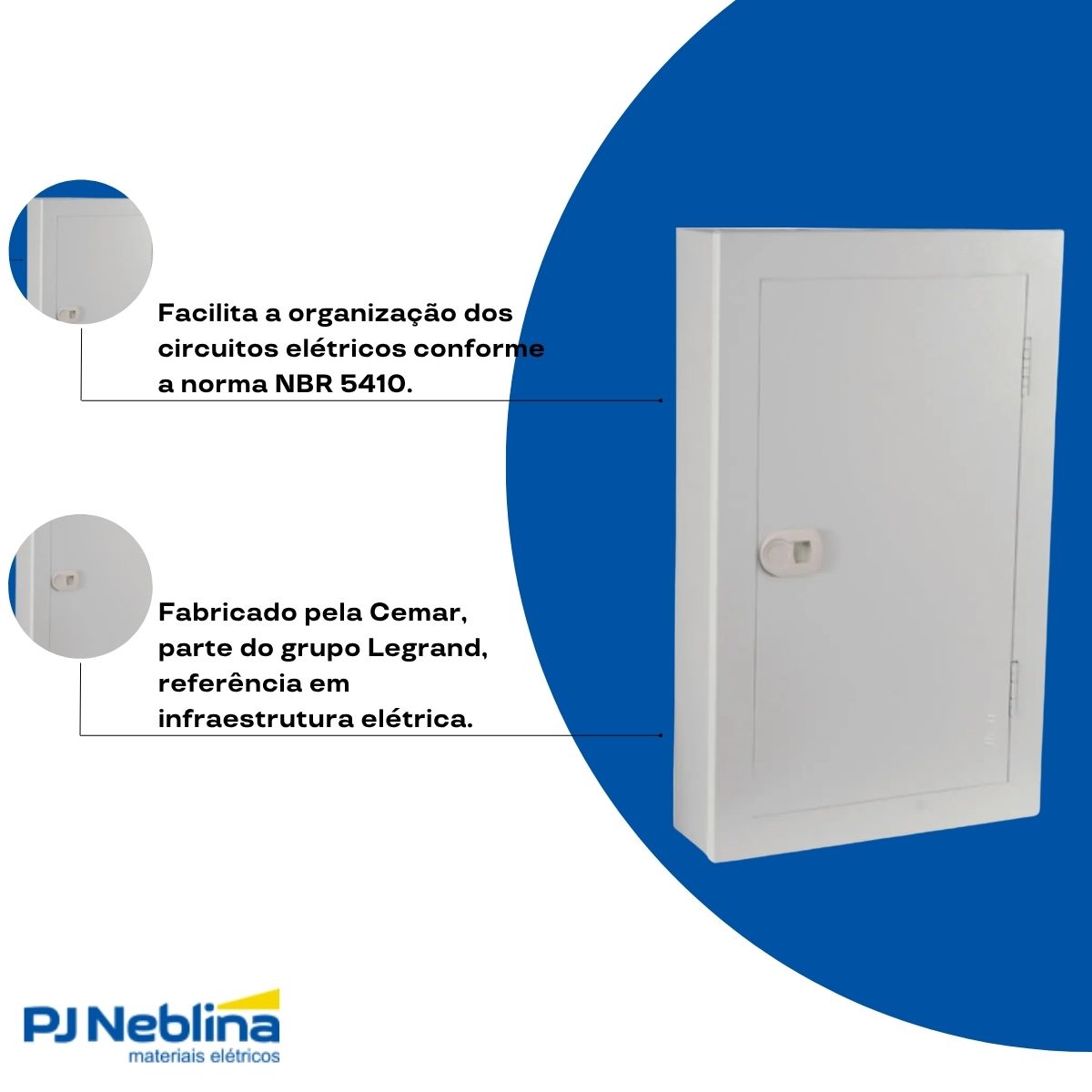 Quadro Distribuição Universal Sobrepor Aço Carbono Bc (Ral 9003) 100A 44 Disj Din/32 Bolt-On 649X334X91Mm - Cemar